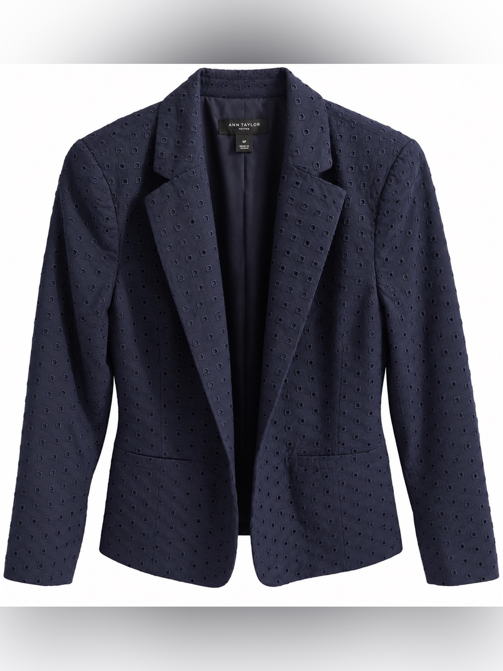 Ann Taylor Navy Eyelet Blazer - Tailored Women’s Jacket 12P.